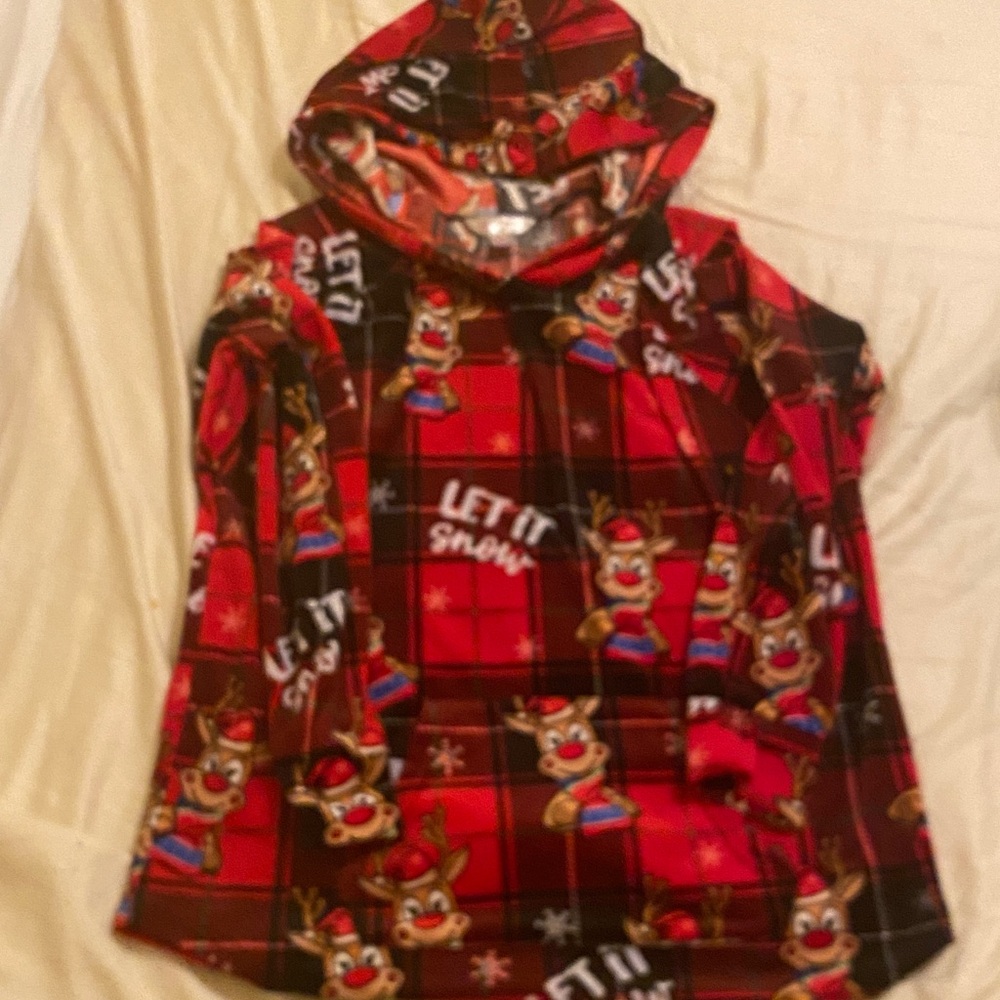 NOBO Red Plaid Reindeer Hoodie